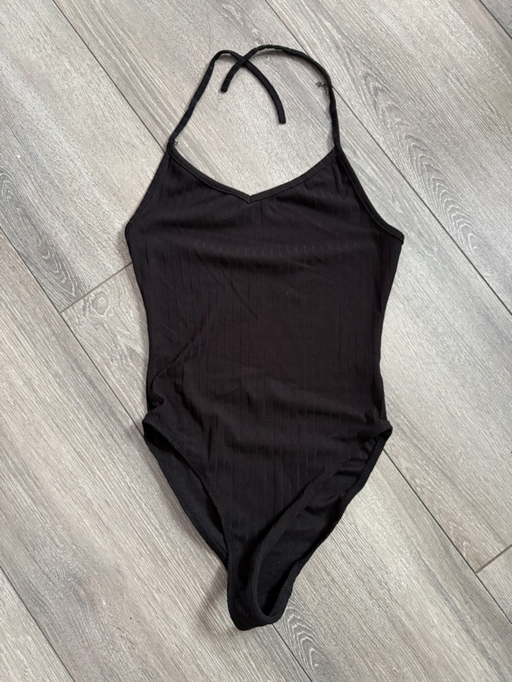 Ardene Black Ribbed Halter Bodysuit XS251